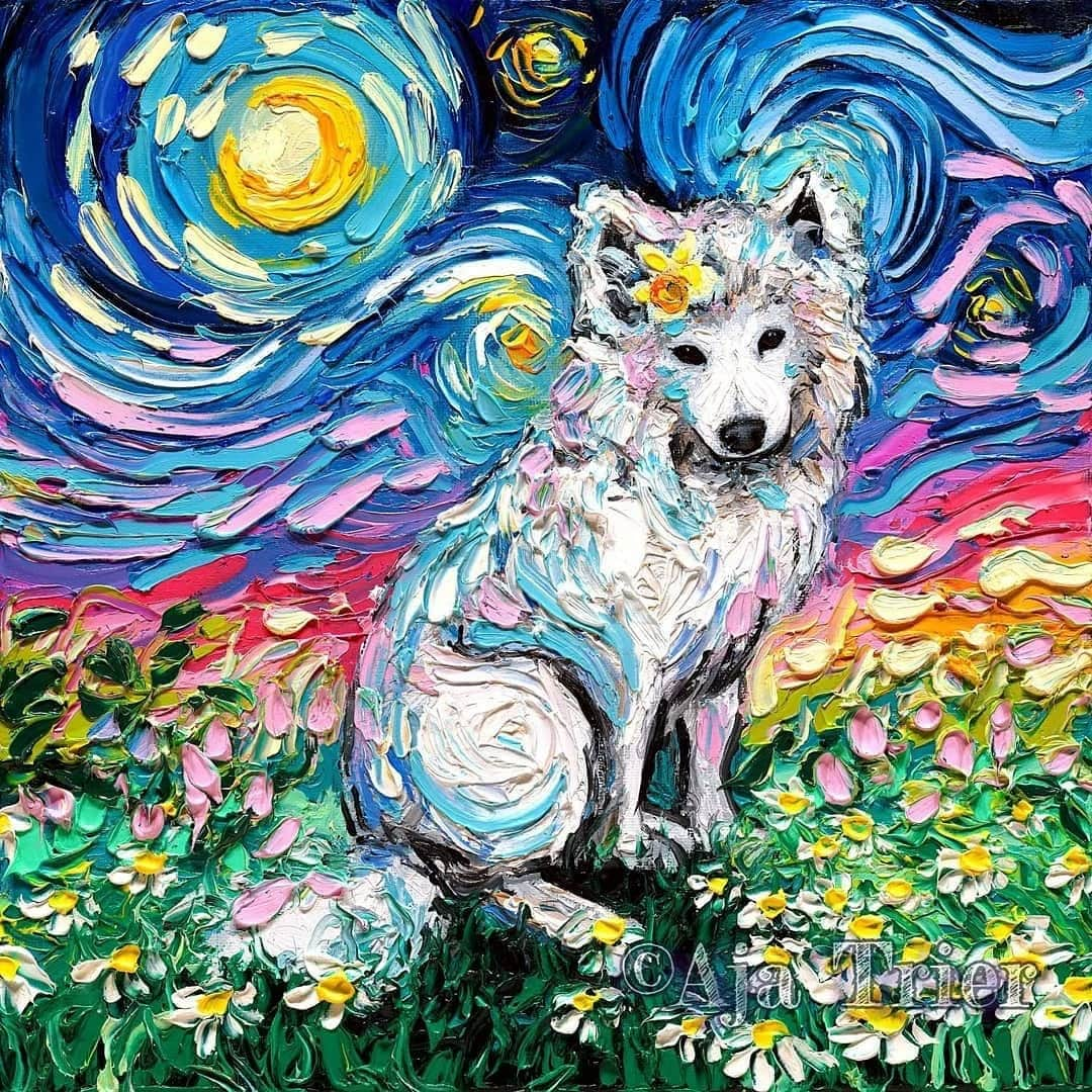 9GAGさんのインスタグラム写真 - (9GAGInstagram)「Doggos in the starry night.✨ By @sagittariusgallery  #dog #starrynight #9gag」6月13日 17時41分 - 9gag