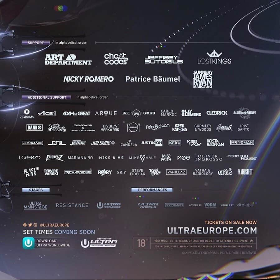 DJ ACEさんのインスタグラム写真 - (DJ ACEInstagram)「ＵＬＴＲＡ  ＥＵＲＯＰＥ  ２０１９﻿﻿ See you on 14th sunday!﻿﻿ ﻿ #ultra﻿ #UltraEurope﻿ #ACE1﻿ ﻿﻿ #Repost @ultraeurope with @get_repost﻿﻿ ・・・﻿﻿ #UltraEurope2019 - FINAL LINEUP ANNOUNCEMENT﻿﻿ ﻿﻿ Tickets for our 7th edition are on sale now at UltraEurope.com/tickets」6月13日 17時48分 - ace1djace