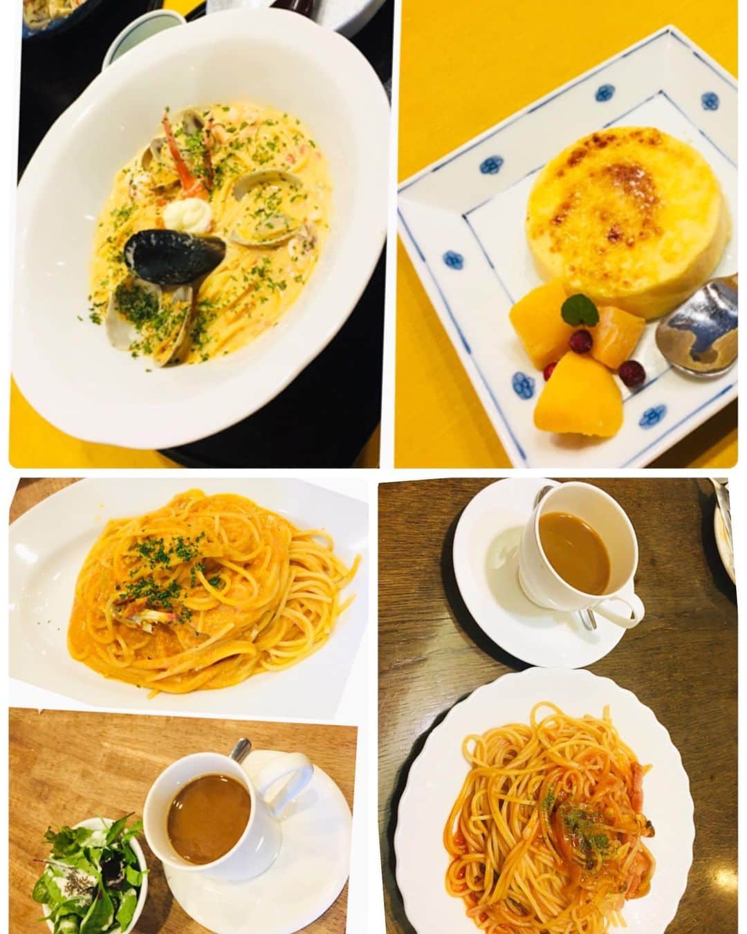 櫻井智さんのインスタグラム写真 - (櫻井智Instagram)「最近のランチメニュー🍝  ズワイガニのクリームパスタ🍝 ナポリタン🍝 地中海風カニと海老とあさりのトマトクリームスープ🍝  パスタばかりです😄  だいたい五分でいつもなくなる😅💦 急いでないけど、急いで食べる😆 それは。。。 冷めちゃうから🤣  食べ終わってから、 大盛りにすれば良かったと いつも思う。。。🤣 『ちゃんと噛んで食べなさい』と、 この年になっても マミーに注意されます😂🍭 美味しいパスタ屋さん 教えてくださいな🤗」6月13日 19時48分 - sakuraitomo910_