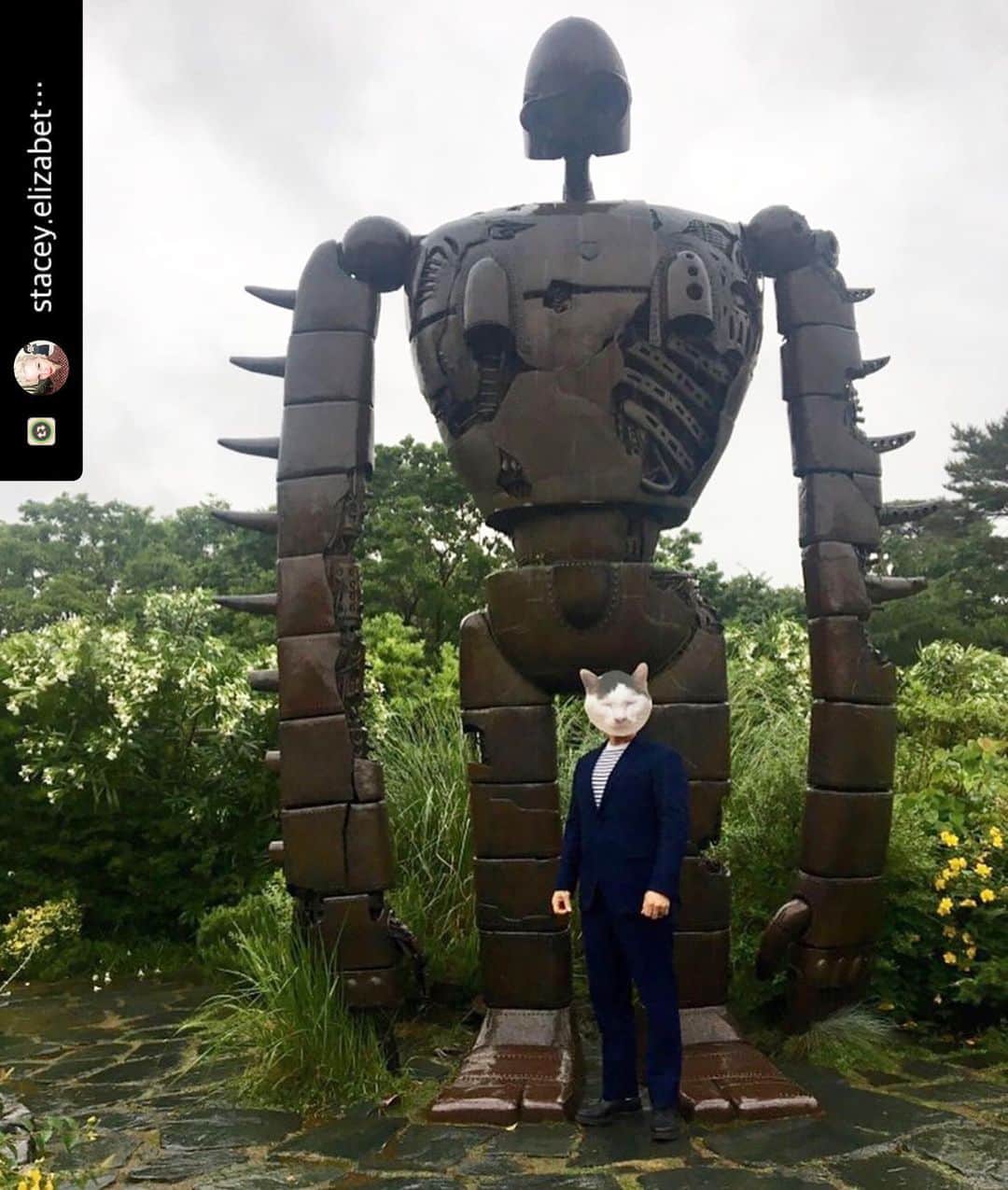 Kachimo Yoshimatsuさんのインスタグラム写真 - (Kachimo YoshimatsuInstagram)「アメリカから観光に来たヨウカンさん、ジブリ美術館へ。 #旅するヨウカンさん  #Repost with @Repostlyapp @stacey.elizabeth.1971 Yohkan-san & a huge robot! #yohkansaninjapan #iloveyohkansan #yohkansanonvacation #japanvacation #japan #ilovehim #japanesebobtail #catsofinstagram」6月14日 9時13分 - kachimo