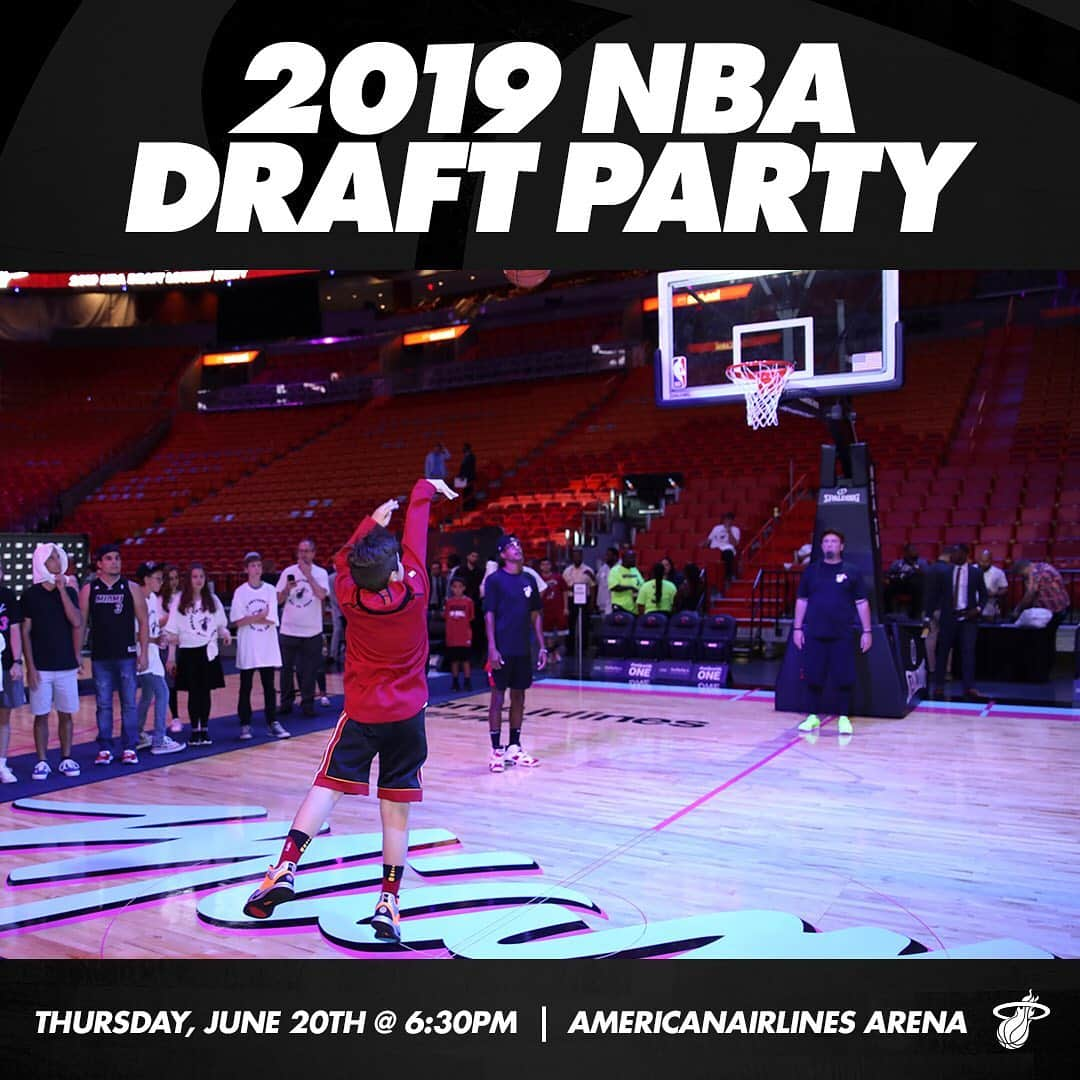 Miami HEATさんのインスタグラム写真 - (Miami HEATInstagram)「We're just 1 week away from the 2019 #NBADraft.⁣ ⁣ Who will be our #13 pick? Find out with us and hear from our newest player at our draft party inside @AmericanAirlinesArena.⁣ ⁣ [$1 tix available in our bio link]」6月14日 3時41分 - miamiheat