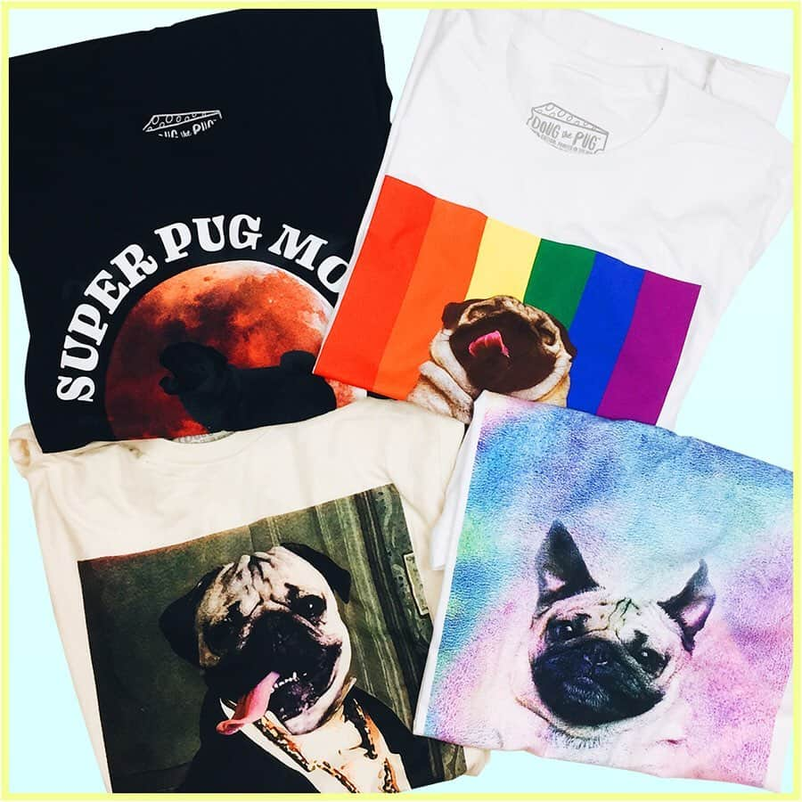 itsdougthepugさんのインスタグラム写真 - (itsdougthepugInstagram)「NEW SHIRTS!!!! Got brand new shirt designs, including my pride shirt where a portion of proceeds go to the @trevorproject. Link in bio! ⚡️」6月14日 5時58分 - itsdougthepug