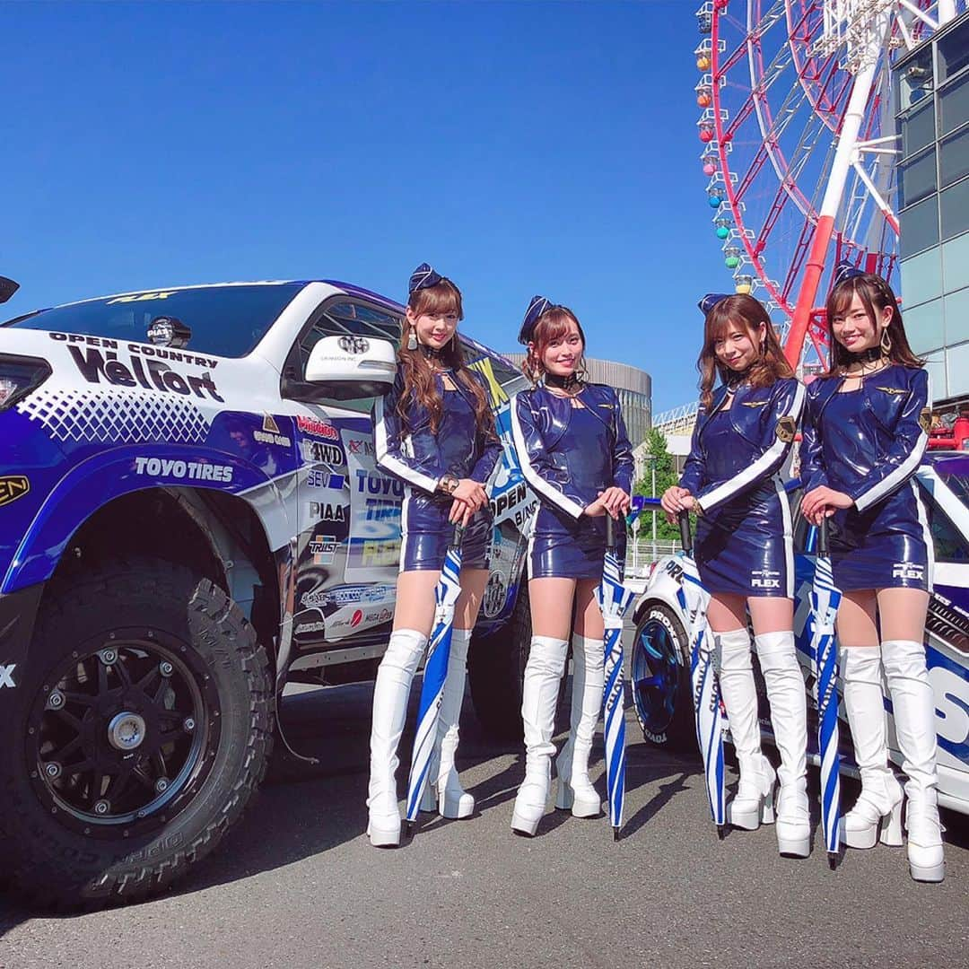 藤澤友千菜さんのインスタグラム写真 - (藤澤友千菜Instagram)「6.13🏎 FLEX SHOW AIKAWA Racing with TOYO TIRES参戦発表会 ありがとうございました( ᵕᴗᵕ )✩⡱ 平日にもかかわらず 沢山の方に来ていただき、 更に素敵な天気にも恵まれ最高な1日になりました◍●⌄̈⃝●◍ 今年のアジアクロスカントリーラリーは哀川翔さん監督、ドライバーにドリフトチャンピオンの川畑真人選手です✨✨✨ 今年のFLEX SHOW AIKAWA Racingもよろしくお願い致します🌼  #flex #flexgirl #flexshowaikawaraicng  #toyotires #哀川翔 #rally #axcr #アジアンラリー #川畑真人 #flexgirl #フレックス #landcruiserprado #引地裕美 #林紗久羅 #星島沙也加 #藤澤友千菜」6月14日 11時41分 - yuchina1207