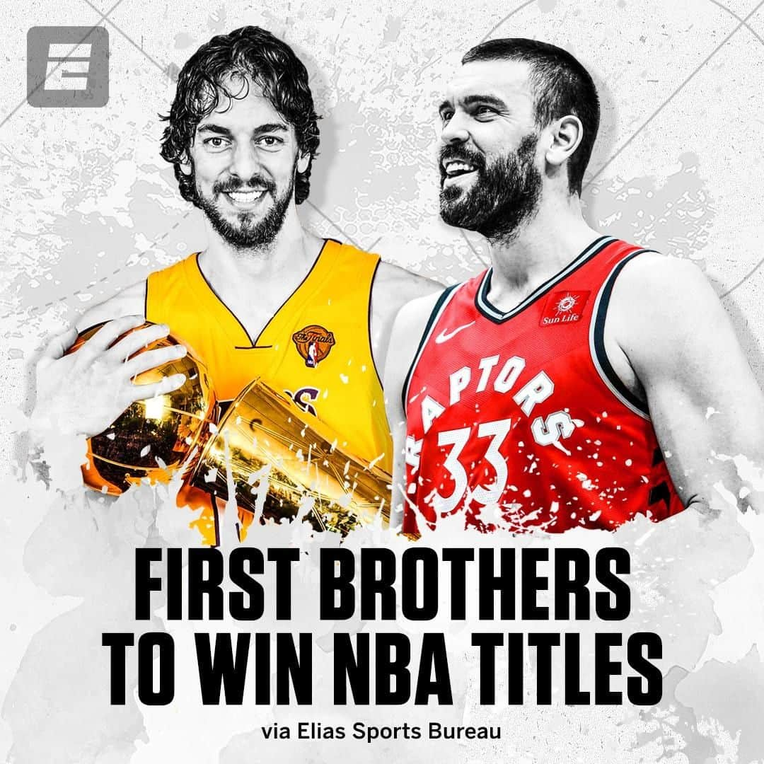 espnさんのインスタグラム写真 - (espnInstagram)「The first brothers to both win NBA Championships 👏」6月14日 14時00分 - espn