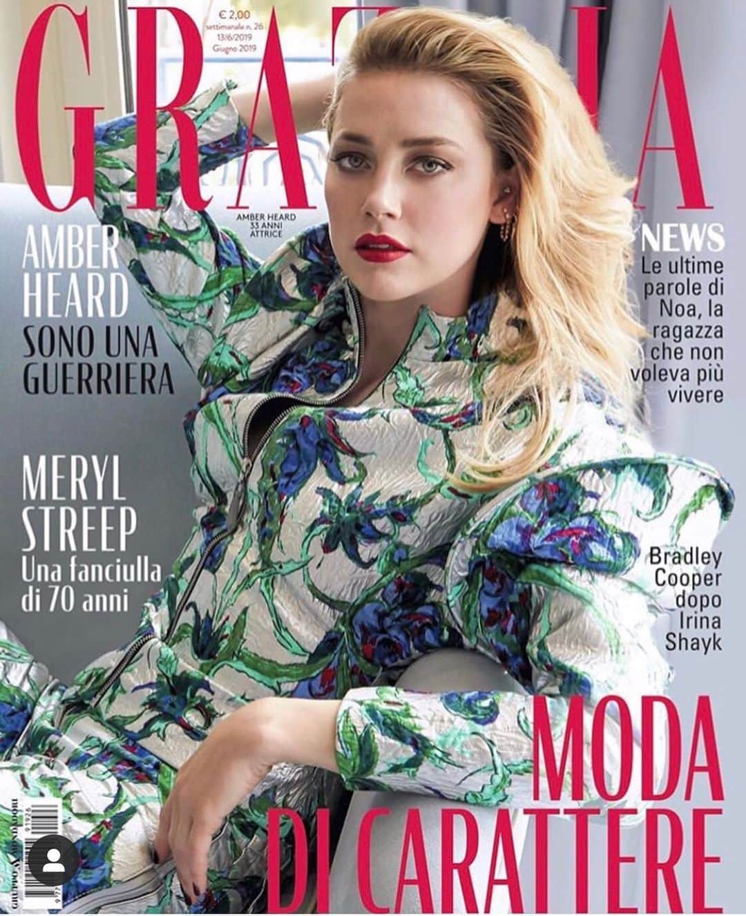 アンバー・ハードさんのインスタグラム写真 - (アンバー・ハードInstagram)「Honored to be on the cover of Grazia Italia | June 2019 - “sono una guerriera!” 🇮🇹 @grazia_it」6月15日 4時56分 - amberheard