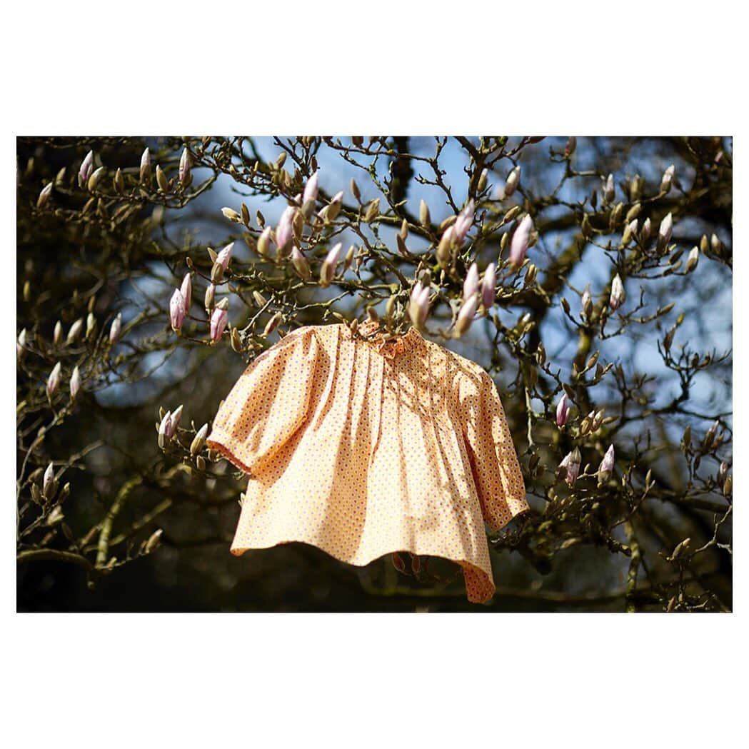 キャベジズ&ローゼズのインスタグラム：「Live life in colour 💛❤️💛 The Emeline Blouse is a wonder in a yellow and pink tuk tuk star print by @mollymahonblockprinting ⭐️ Emeline is hand-printed in India and made in London. She adds a happy splash of colour to your wardrobe and looks wonderful with jeans, trousers, skirts and more 😍#newarrivalsdaily #mollylovescabbages #blockprinting #madeinlondon #printedbyhand #mollymahon #sustainableclothing #organiccottonclothing #cabbagesandroses #cabbagesandrosesfashion @christina_strutt @cabbagesandroses_shop 👆Link In Bio👆」