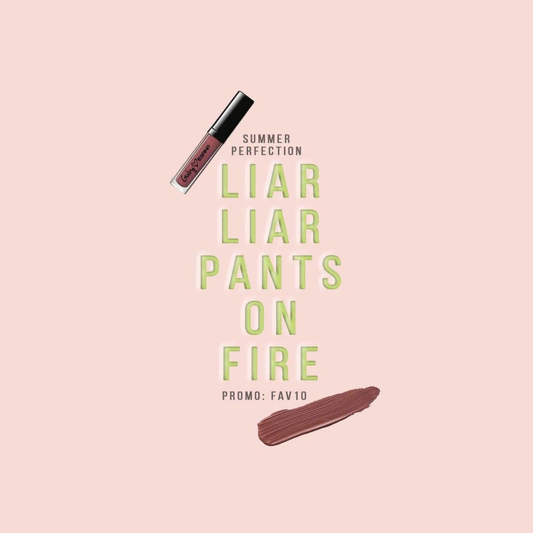 Gaby Espinoさんのインスタグラム写真 - (Gaby EspinoInstagram)「Big or small lies are lies. But 10% OFF on #LIAR is a truth. Use FAV10 promo code at checkout. Promo available until Sunday at GabyEspino.com #Lipsticks #GabyEspinoLipsticks #VelvetMatte #SummerLips @gabyespinostore」6月14日 21時31分 - gabyespino