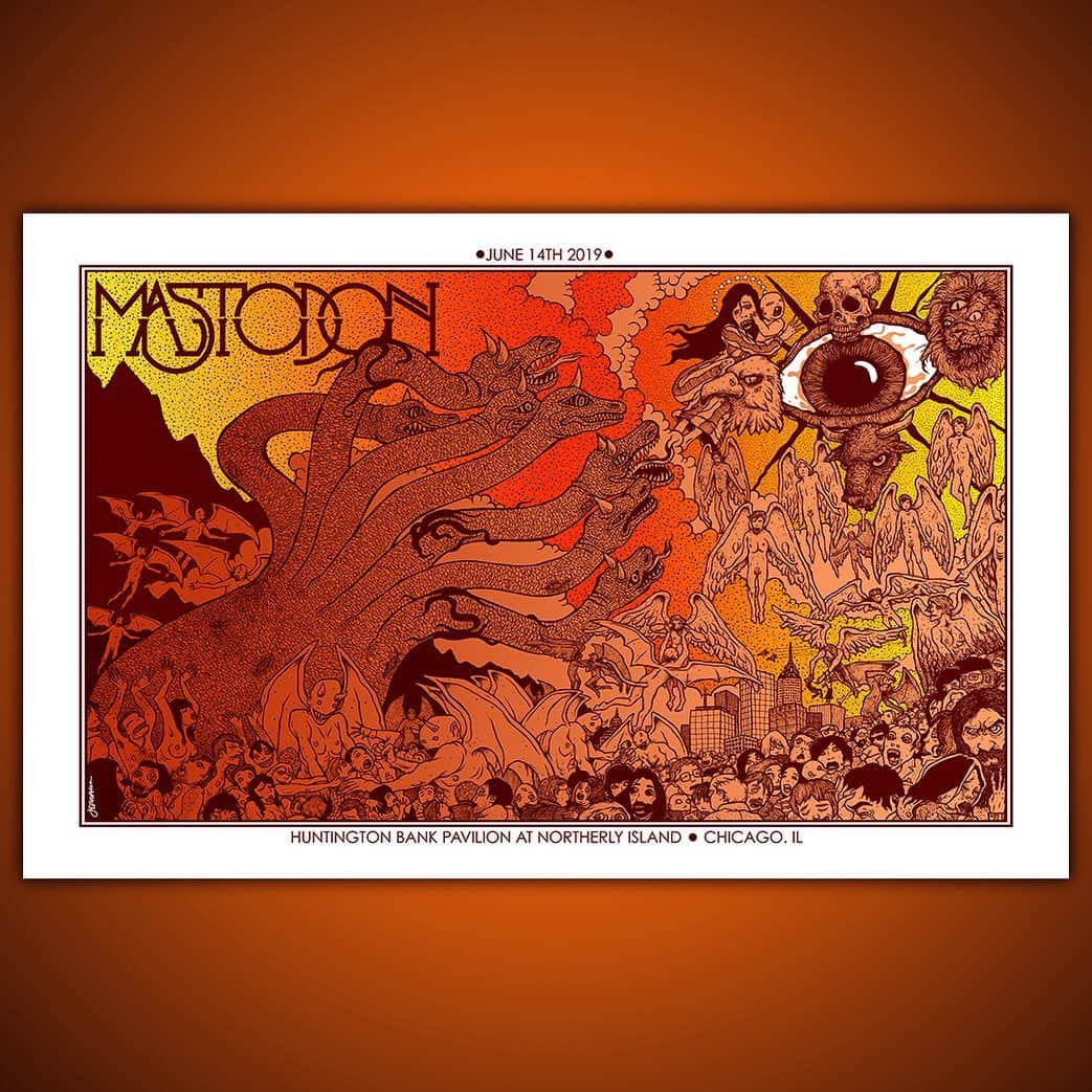 マストドンさんのインスタグラム写真 - (マストドンInstagram)「Chicago tonight! Who’s coming?  Mastodon 'The Unheavenly Skye Tour' limited edition screen print: 13 of 26 - Chicago, IL | 6/14 Artwork by: Jermaine Rogers – Poster series produced by: Lady Lazarus @JermaineRogers @ladylazarustx #unheavenlyskyetour #mastodonrocks #limitededition #gigposters #ladylazarus #jermainerogers」6月15日 0時52分 - mastodonrocks