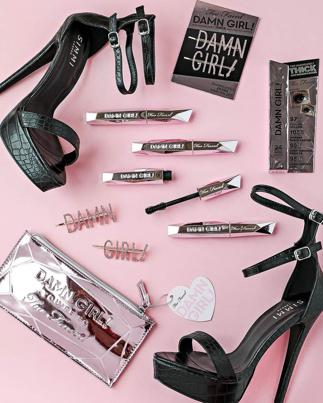 Too Facedさんのインスタグラム写真 - (Too FacedInstagram)「(Congrats to our winners! @lilmallory5 & @kimliwag_) GIVEAWAY TIME, BABES! ✨To celebrate the launch of our NEW Damn Girl! 24- Hour Mascara, we’ve partnered with @simmishoes to give away a MEGA Damn Girl prize pack! Prize pack includes: a $150 @simmishoes gift card, 1 pack of Damn Girl hair pins, 1 Damn Girl makeup bag and 4 Damn Girl Mascaras to last you the entire year!  HERE IS HOW TO ENTER: 🖤FOLLOW both @toofaced & @simmishoes 🖤TAG two BFFS 🖤For additional entries, share this post to your IG stories and tag us! (US & INTL) Giveaway ends 6/18 & the 2 winners will be contacted via DM. GOOD LUCK! #giveaway #toofaced」6月15日 1時22分 - toofaced