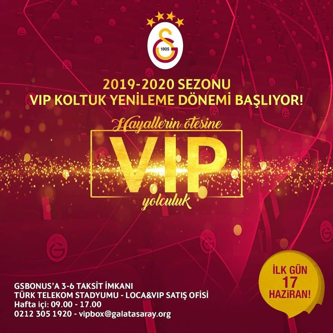 ガラタサライSKさんのインスタグラム写真 - (ガラタサライSKInstagram)「VIP Kombinede Yenileme Dönemi Başlıyor!  Detaylar 👉 www.galatasaray.org」6月15日 2時11分 - galatasaray