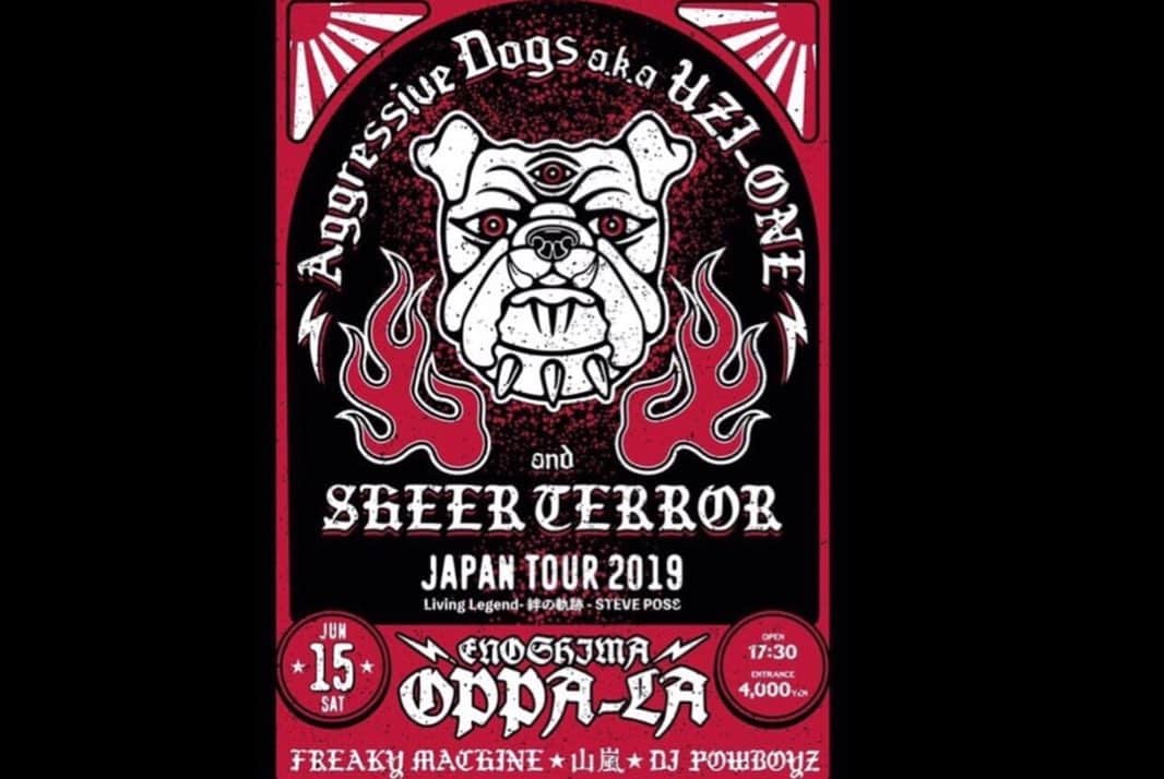KAI_SHiNEさんのインスタグラム写真 - (KAI_SHiNEInstagram)「LIVE!LIVE‼︎LIVE‼︎! Today's LIVE→ 06.15 (Sat) @ENOSHIMA OPPA-LA ・Aggressive Dogs a.k.a UZI-ONE ・SHEER TERROR (from NYC) ・Freaky Machine ・山嵐 ・POWBOYZ  pix by @kouki_otsuka  #yamaarashi #live #shonan  #enoshima #local #band #jp」6月15日 13時44分 - kai_shine134