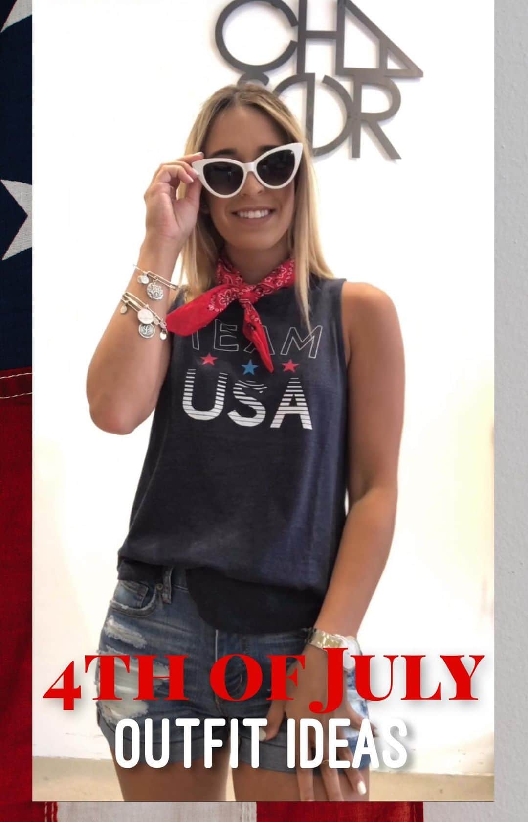 チェイサーのインスタグラム：「Here is some outfit inspo when celebrating our independence day!🇺🇸 click this link to shop: https://www.chaserbrand.com/collections/all-your-fourth-of-july-clothing-needs  Models:  @liattyy @gnarlycarli @katielynnestyle」