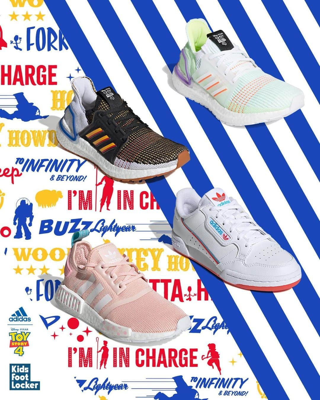 Foot Lockerさんのインスタグラム写真 - (Foot LockerInstagram)「You’ve Got A Friend In Me! ☁️ Kids #adidas x #ToyStory4 Launching 6/21, Select Stores and Online」6月15日 9時31分 - footlocker