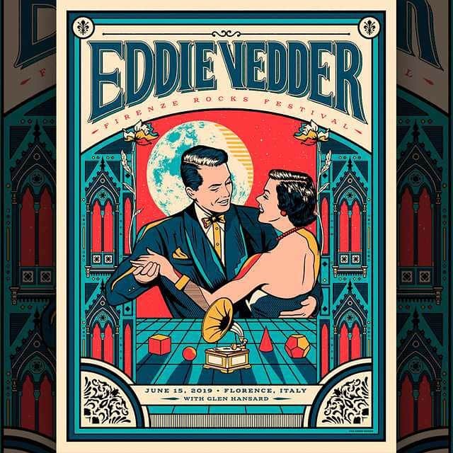 パール・ジャムさんのインスタグラム写真 - (パール・ジャムInstagram)「#EddieVedder plays @Firenze_Rocks in Florence tonight. 🎨: @VanOrtonDesign.」6月15日 23時40分 - pearljam