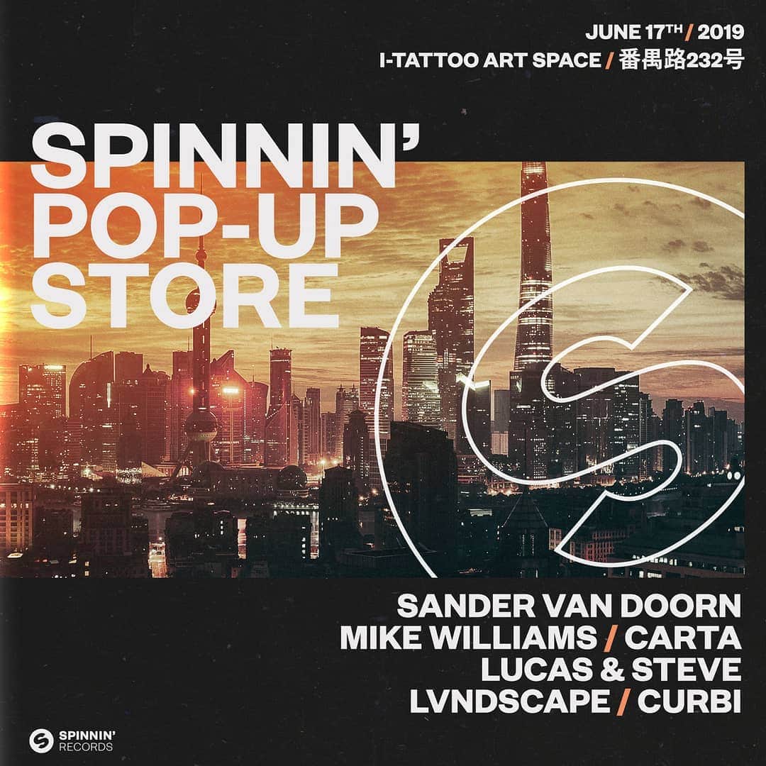 Spinnin' Recordsさんのインスタグラム写真 - (Spinnin' RecordsInstagram)「We're thrilled to make our way over to Shanghai to host our very first pop-up store in Asia on June 17, supported by none other than @sandervandoornofficial, @mikewilliams, @cartaofficial, @curbi, @lucasandsteve & @lvndscape 😱 Hands up if you'd love to meet us there! #spinninrecords #spinninrecordsasia #popupstore #spinnin #sandervandoorn #mikewilliams #carta #curbi #lucasandsteve #lvndscape」6月15日 22時11分 - spinninrecords