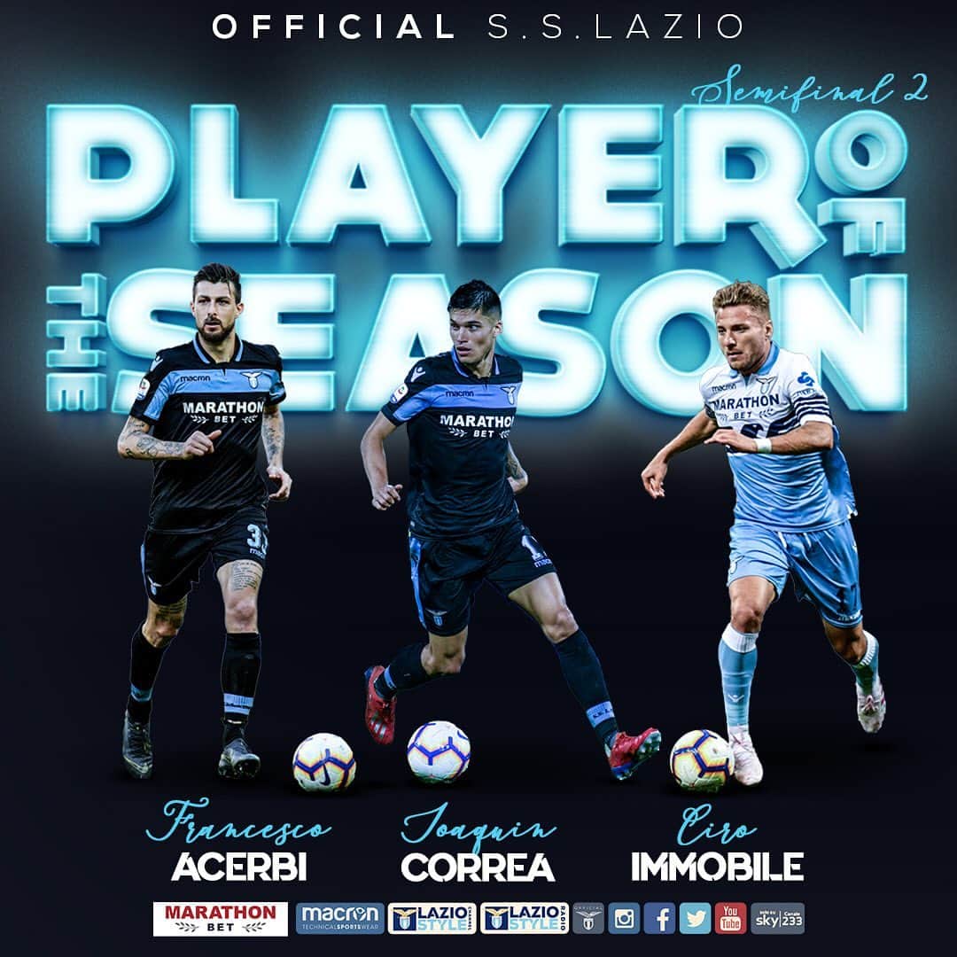 SSラツィオさんのインスタグラム写真 - (SSラツィオInstagram)「🦅 'Player of the Season', Semifinal 2!  Let's vote for your favourite candidate:  1️⃣ @francescoacerbi88  2️⃣ @tucucorrea  3️⃣ @ciroimmobile17」6月15日 17時04分 - official_sslazio
