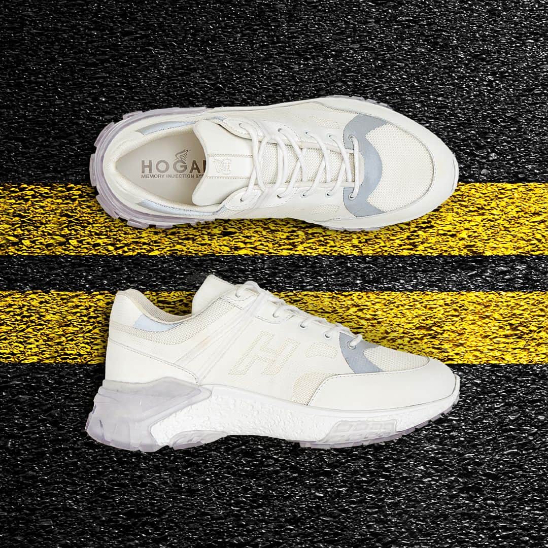 のインスタグラム：「All white summer gleam with the #HOGAN Urban Trek men's #SS20 #sneakers Available next season」