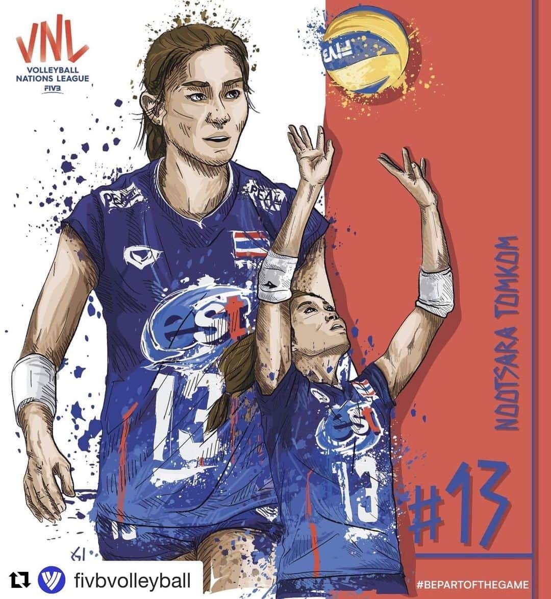 ヌットサラ・トムコムさんのインスタグラム写真 - (ヌットサラ・トムコムInstagram)「Thanks @fivbvolleyball 🙏🏻 ・・・ Four weeks of #VNLWomen are behind us and #13 @nootsara13 stood out as the best setter of the competition!  For more #VNL action check link in bio!  #BePartOfTheGame #volleyball @thailandvolleyballassociation」6月16日 11時26分 - nootsara13