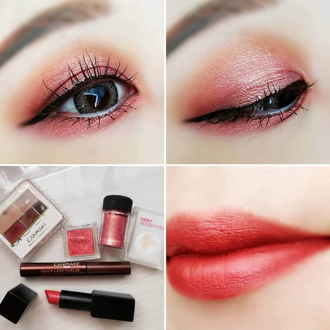 romi699667のインスタグラム：「🍅💕 #アイシャドウ#asianeyes #アイメイク#オレンジメイク#maccosmetics #mis#イニスフリー #化粧#化妝#眼妝#眼影 #美妝 #아이섀도우#메이크#오늘의화장#カラーメイク#ナーズ#コスメ#eotd#makeup #asianmakeup #韓国コスメ #eyemakeup #motd#kbeauty #キャンメイク#makeupoftheday#NARS#カラコン#今日のメイク」