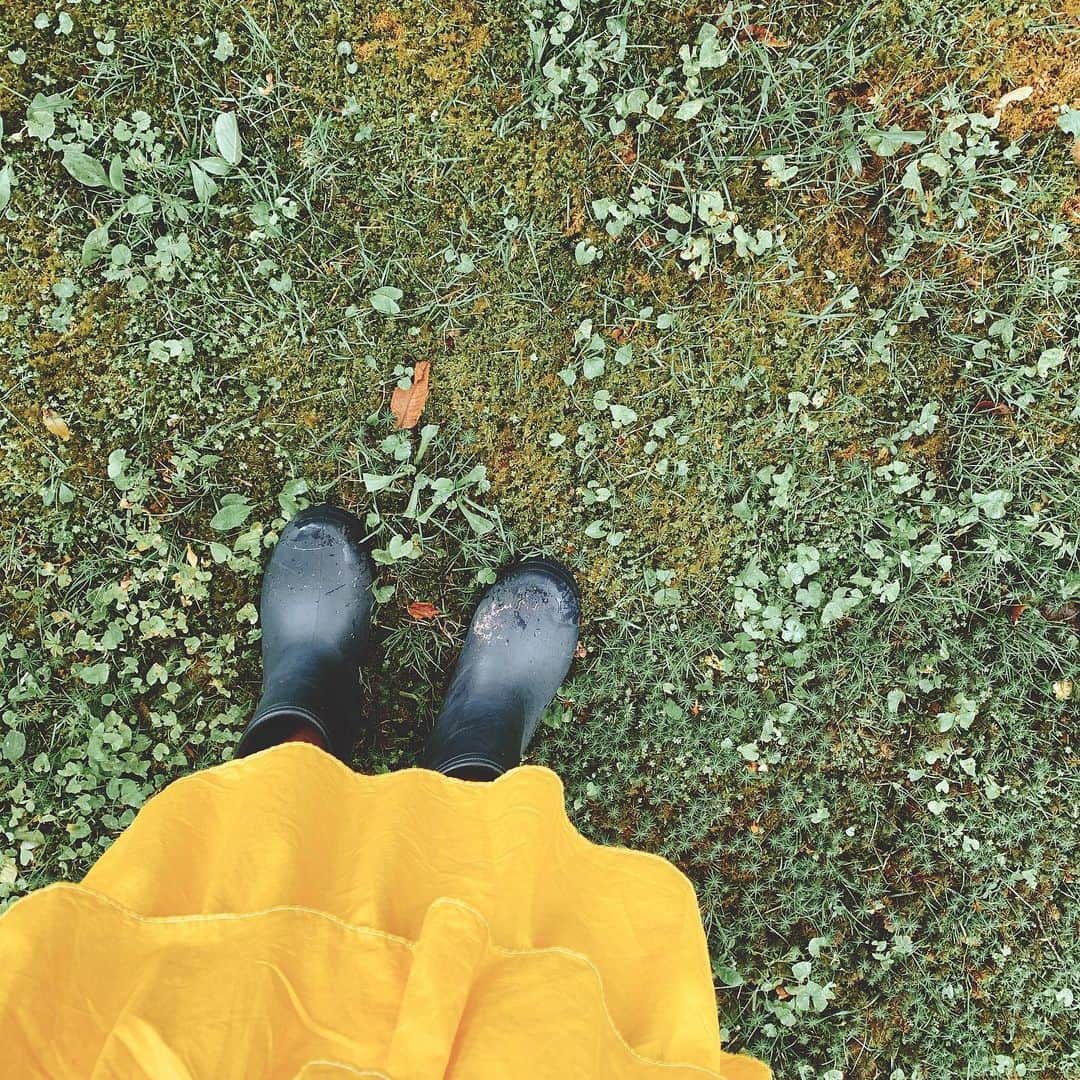森下千里のインスタグラム：「長靴を借りて👣 . . #rain #梅雨 #長靴 #beautiful #garden」