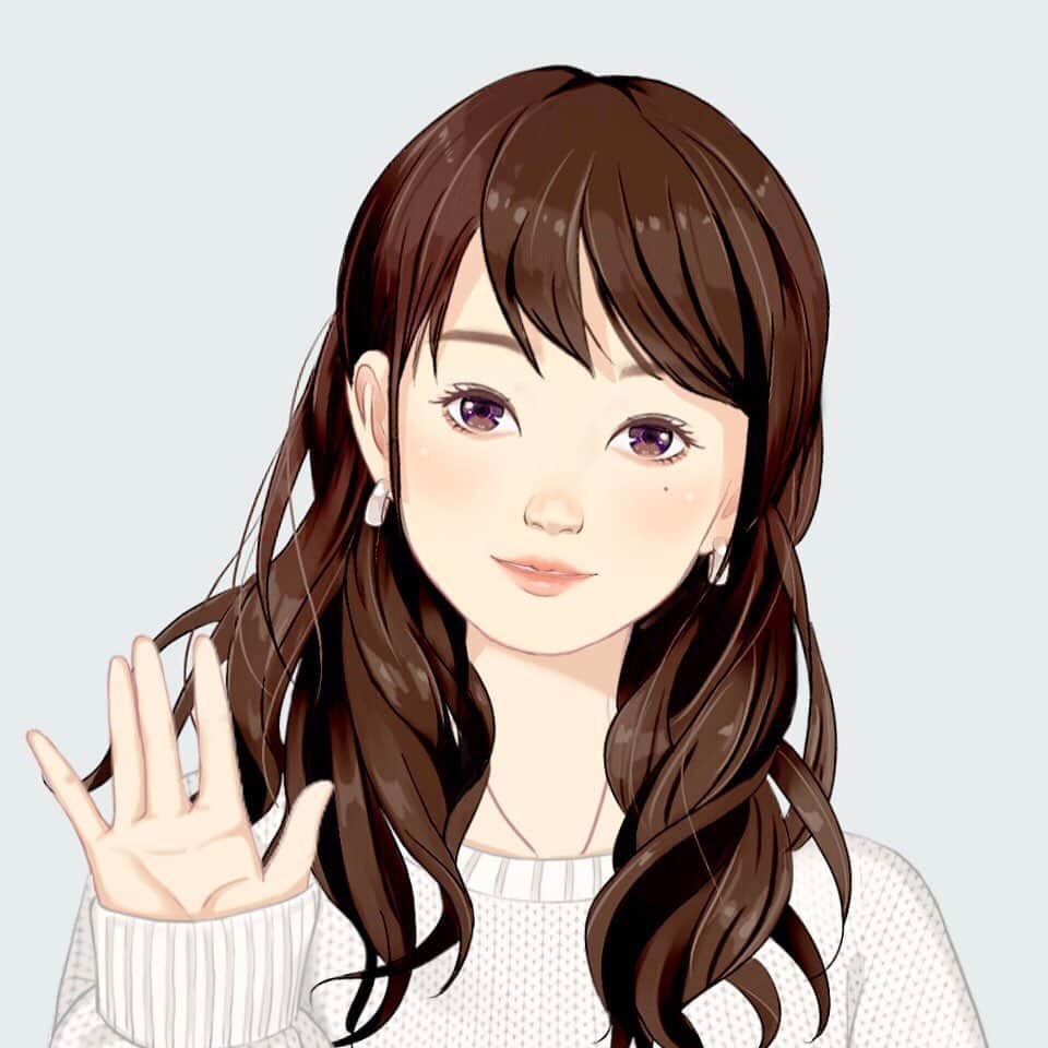 藤原ゆかのインスタグラム：「スマホ画面から読み取って自動で似顔絵作成してくれるアプリやってみました🤖似てるような似てないような…とりあえずめっちゃ美化してくれるのでありがたい気持ちになる…！しかしボタンひとつでこんなイラストができてしまうなんて 絵描きとして未来が恐ろしい。 #beautyplus」