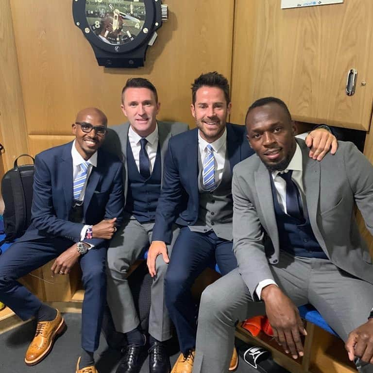 ロビー・キーンさんのインスタグラム写真 - (ロビー・キーンInstagram)「Friends for now let’s get this game started ⚽️ @jamie.redknapp @gomofarah come on @usainbolt 💪 @socceraid @unicef」6月17日 2時29分 - robbiekeane