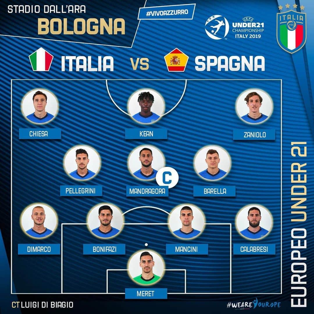 サッカーイタリア代表さんのインスタグラム写真 - (サッカーイタリア代表Instagram)「Gli #Azzurrini scelti da #DiBiagio!  #U21Euro 🇪🇺 Gruppo A 🇮🇹 #ItaliaSpagna 🇪🇸 📺 #RaiUno ⏱️ 2️⃣1️⃣:0️⃣0️⃣ 🏟️ Stadio #DallAra - #Bologna  #VivoAzzurro #WeAreYourope #Under21」6月17日 2時57分 - azzurri