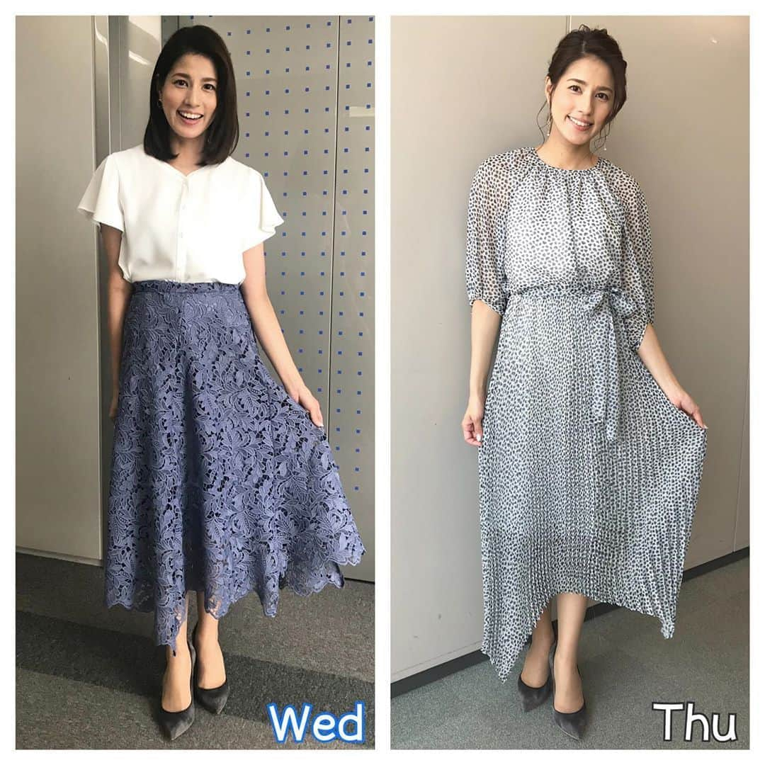 永島優美さんのインスタグラム写真 - (永島優美Instagram)「* 👗Weekly Coordinate（6/3-）👠 * こんばんは😌先週の衣装です。 こちらのワンピース、よーく見ると花柄👀 …見えますかね？笑 そして裾がアシンメトリーになっていました！ * 明日からまた1週間頑張りましょうね〜☺️✨ - - - - - - - - - - - - - - - - - - - - - - - 👗#weeklyコーデ （Mon＆Tue ▶︎ Wed＆Thu ▶︎ Fri＆Sun） #coordinate #めざましテレビ #ジャンクスポーツ」6月16日 21時00分 - yuumi_nagashima