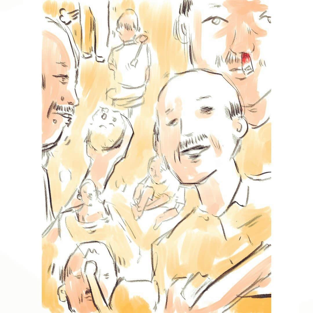 芦沢統人のインスタグラム：「架空の父をたくさん描いてみました #父の日」