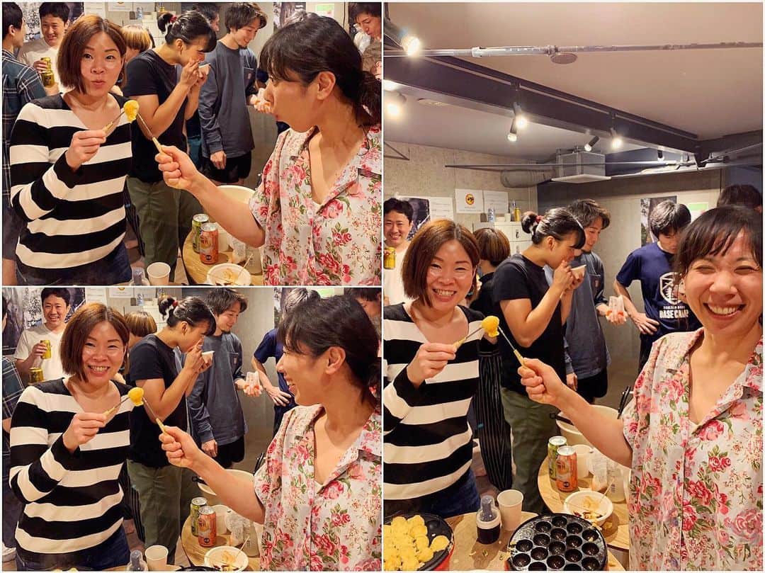 のインスタグラム：「Takoyaki Party 🐙 @ Base Camp Tokyo ・ しばらく投稿していませんでしたが、ちゃんと生きています🙌 リハビリも順調に進んでいます✨(複数靭帯再建なのでスローペースではありますが、再断裂もなく、痛みもなく着実に進んでいます) ・ 来週は月一の診察なので、そこでRun & Jumpの許可出て欲しいなー😅 ・ さて、先週末の話ですが、BCTの常連仲間でたこ焼きパーティーがありました🥳 ・ たもりん @moffy999 との関西人コンビでひたすらたこ焼き焼きまくったー‼️😆1時間以上ひたすら焼いてたなwww ・ BCTにはちょくちょく顔は出してるけど(見学のみ)、みんな勢揃いで会えて楽しかったな💕 ・ #bouldering #climbing #basecamptokyo #ベースキャンプ東京 #クライミング #ボルダリング #たこ焼き #たこ焼きパーティー #タコパ」