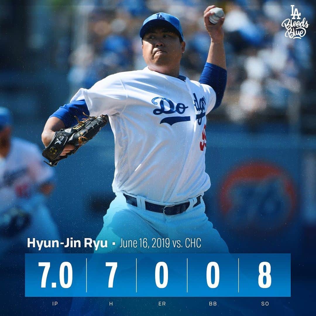 Los Angeles Dodgersさんのインスタグラム写真 - (Los Angeles DodgersInstagram)「@hyunjinryu325 has a 1.26 ERA. Let that sink in.」6月17日 12時44分 - dodgers
