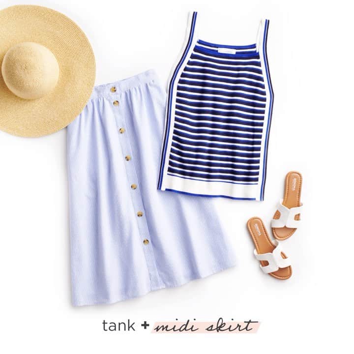 ロック&リパブリックのインスタグラム：「3 #ootd ideas for the 4th. (Just add a bold red lip! 💋🇺🇸) Tap to shop summer looks from The Outfit Bar at #Kohls.」
