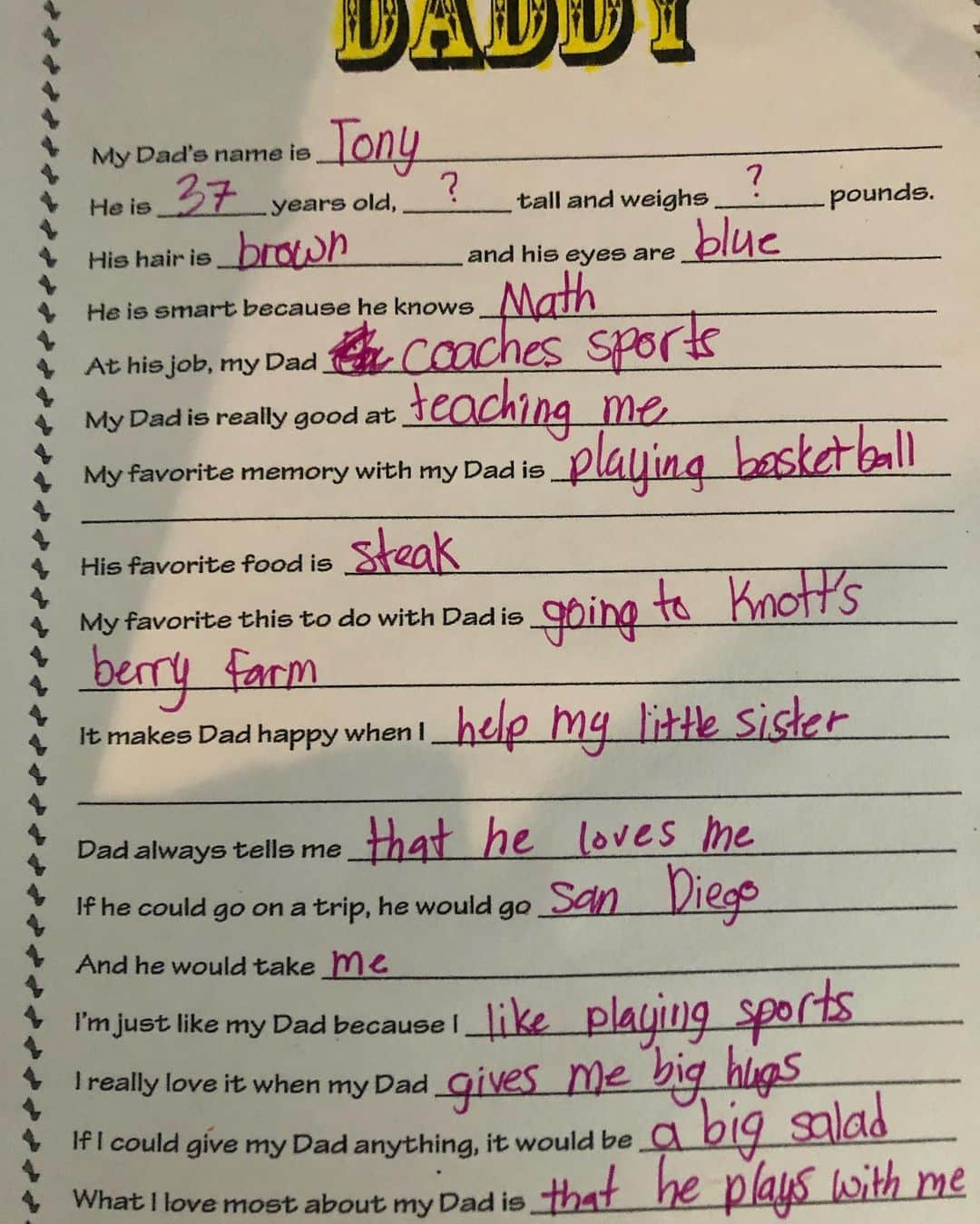 トニー・アゼベドのインスタグラム：「My favorite is the big salad! San Diego? Come on Cruz! #happyfathersday」