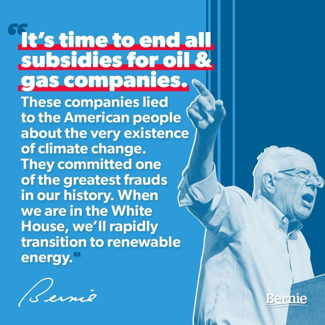 バーニー・サンダースさんのインスタグラム写真 - (バーニー・サンダースInstagram)「The fossil fuel industry is now the equivalent of the tobacco industry. It creates death and destruction, and then spends billions denying its responsibility.  We must transform our energy system away from fossil fuels and into energy efficiency and sustainable energy.」6月17日 9時02分 - berniesanders