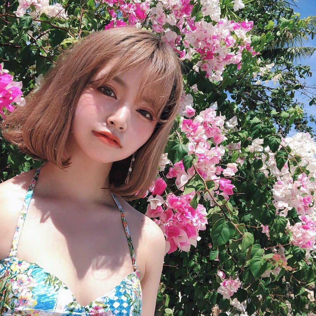 飯坂采子さんのインスタグラム写真 - (飯坂采子Instagram)「🌺 これからセブ島の思い出を投稿していくので しばらくお付き合い下さい🙇‍♀️💕 旅が大好きだから、たくさん投稿したい💞！⠀ ⠀ 初日は、ほぼ移動で終わりホテルに着いたころには 疲れきっててホテル内をちょっと散策したくらい🍊 本格的に動きだした2日目は、本当にお天気に恵まれてて 日差しは強かったけれど、カラッとしてて海に入るには すっごく気持ちがいい気候でした💞  ただセブ島は日本の7倍の紫外線があるみたいだから 紫外線対策は本当に必死にしてたよ😭 リゾート行ったならお肌もラテ色になって 帰ってくるのもいいけれど、日焼けしたあとの 痛さだったり熱もったりするのが耐えられないから がっちりガードするタイプです👌🏻⠀ ⠀ 海から上がって綺麗なお花を見つけて思わず 一緒に写真を撮りたくなっちゃって身体とか髪とか 濡れてるけど気にせず撮っちゃった1枚です📷 セブ島に滞在中よく見掛けたお花だったんだけれど 南国のお花だったのかな🤔💕？ #あや_たび_⠀ ⠀ #movenpickhotelmactanislandcebu#cebu#philippines #フィリピン#セブ#セブ旅行#南国チャージ#リゾート水着 #セブ島#セブ島旅行#モーベンピック#海外リゾート#おちび #低身長#150cm」6月17日 20時43分 - ayamini316