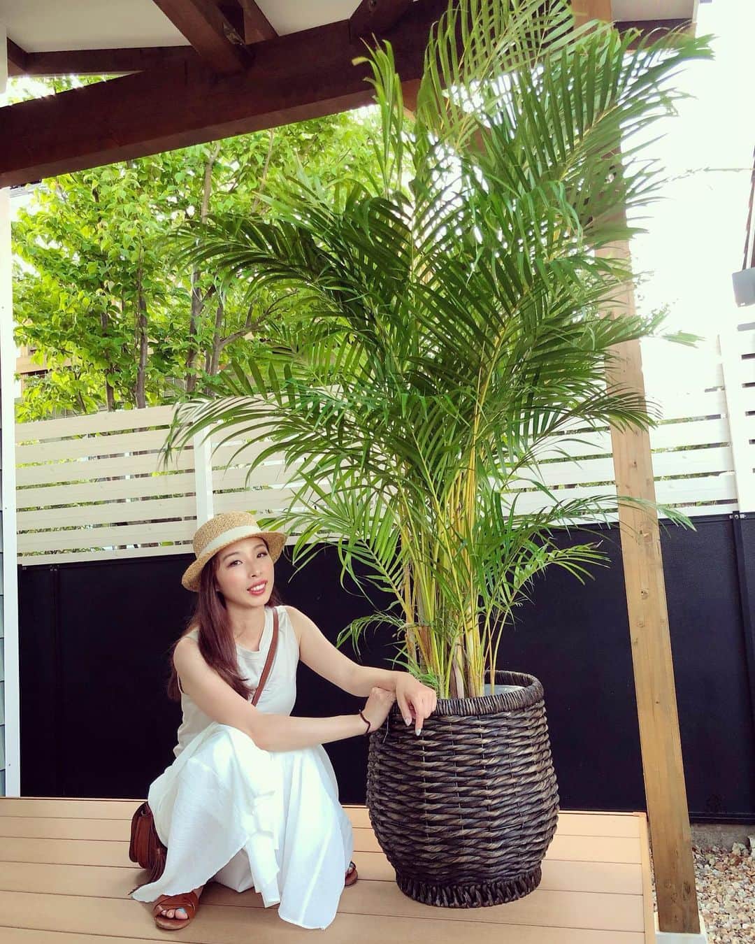 山口リサのインスタグラム：「36歳になりました🧡🌴ということで記念に椰子の木買ってもらった😆🙌 ・ 年々植物が好きになるね。毎日少しずつ成長する姿は、見ていて元気をもらえるし、癒しをくれる🤗 ・ なかなか自分に構えない日々だけど、また1年明るくて元気なママでいれますように😊  #greenpower  #gardenlife #terracegarden #アレカヤシ #dypsislutescens #🌴 #枯れませんように #色んな意味で」