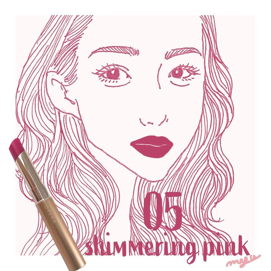 MINE(マイン) Beautyさんのインスタグラム写真 - (MINE(マイン) BeautyInstagram)「@opera_cosmetics ﻿ SHEER LIP COLOR 05 SHIMMERING PINK ﻿ ¥1,200+tax ﻿ 大粒のピンクのラメが、光を受けてみずみずしくきらめく、クリアなピンク。 ﻿ ﻿ カラー開発の過程のセルフライナーノーツを覗き見👀 ﻿ カラーに秘められた裏ストーリーをご紹介♡ ﻿ ーーーー ﻿ はじけるソーダ水の甘くて、でもきゅんと強く残るようなイメージをそのままリップに。ソーダのしゅわしゅわ感をラメで表現して出来上がったカラーは女の子らしさと強さが共存しています🍹﻿ ーーーー ﻿ ﻿ 2枚目の写真は実際に付けてみたもの♡ ﻿ ①重ね塗りしたもの ﻿ ②１度塗りしたもの ﻿ ON、OFFで場面によって使い分けできそう💕 ﻿ . ﻿ Illustrator: @megu_yoshi_illustrator . ﻿ #マインビューティ#マインコスメ#mineby3m #favoritemine #beauty #lip #liptint#opera #operalip #operaliptint #オペラリップティント #cosmetics #cosme #リップ #リップティント #口紅 #プチプラコスメ #コスメ #メイクアップ #コスメレポ #メイク #メイク好き #コスメ好き #美容好き #コスメ好きさんと繋がりたい #メイク好きさんと繋がりたい #美容好きさんと繋がりたい」6月17日 16時56分 - mine_3mbeauty