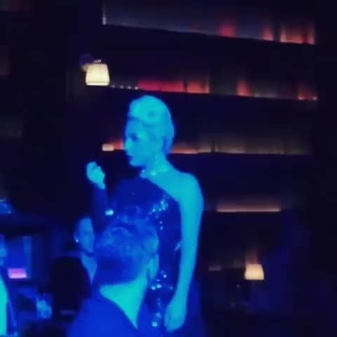 マーティン グラントのインスタグラム：「Lady Gaga wearing MARTIN GRANT Sequin one leg Jumpsuit from Fall 2019 Look 22 in Las Vegas.」