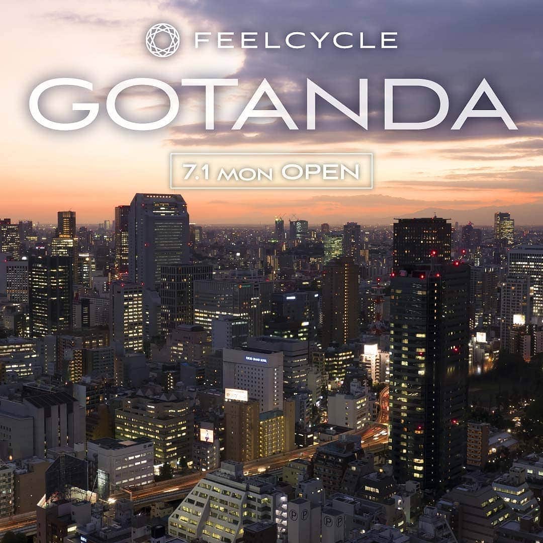 のインスタグラム：「. ◆New Studio Open Information◆ . 7/1(Mon) FEELCYCLE 五反田 OPEN！ . ≪FEELCYCLE 五反田≫ 東京都品川区東五反田2-2-3 ハタビル1-2F . ≪キャンペーン情報≫ 五反田限定！入会キャンペーン実施中。 さらに、マンスリー会員様は7/1(Mon)～7/31(Wed)の期間中、他店舗利用券なしでレッスンをご受講いただけます。 詳しくはWEBサイトをご覧ください。 . ≪レッスン情報≫ レッスン予約は明日20時頃スタート！ . ※公開日、公開時刻は変更する可能性がございますので予めご了承ください。 . #feelcycle #フィールサイクル #feel #cycle #mylife #morebrilliant #itsstyle #notfitness #暗闇 #バイクエクササイズ #フィットネス #ジム #45分で約800kcal消費 #滝汗 #ダイエット #デトックス #美肌 #ストレス解消 #リラックス #集中 #音楽とひとつになる #FEELCYCLE7周年 #hello #gotanda #feelcyclegtd」