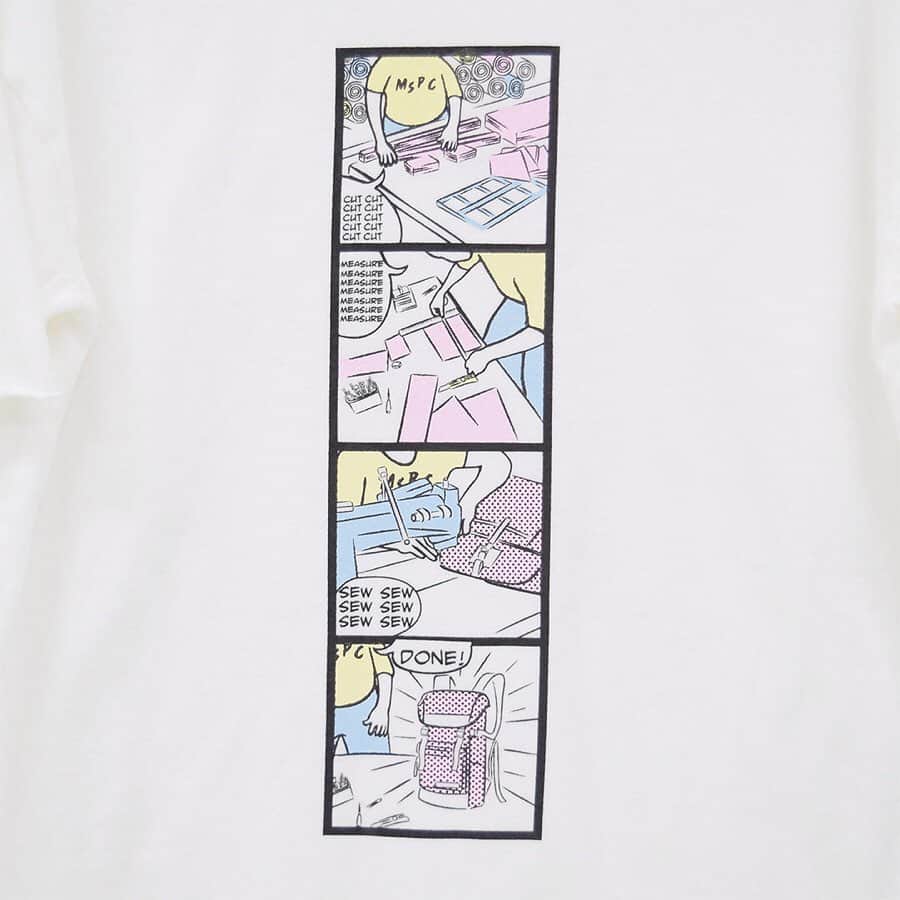 イーマさんのインスタグラム写真 - (イーマInstagram)「プレーンな白Tシャツにもあそび心を。 . MSPC 25周年記念で作成したTシャツ✨ こちらの製造工程を4コマコミック形式でプリントしたもののほか、ブランドが設立した1994年の偉人をグラフィック調にしたもの等があります📚 . 切りっぱなしにした袖と裾もポイント◎ . . MSPC 25周年記念 限定TEE / ¥6,800（+tax） . 3F / MSPC PRODUCT sort . . . #mspc #mspcproduct #mspcproductsort #masterpiece #Tシャツ #ティーシャツ #周年tシャツ #グラフィックt #グラフィックtシャツ #コットン100 #4コマ漫画 #マンガtシャツ #白T #白tシャツ #白tee #ファッション #メンズファッション #tshirt #tee #fashion #mensfashion #イーマ #梅田 #大阪 #osaka #japan」6月17日 18時02分 - e_ma.official