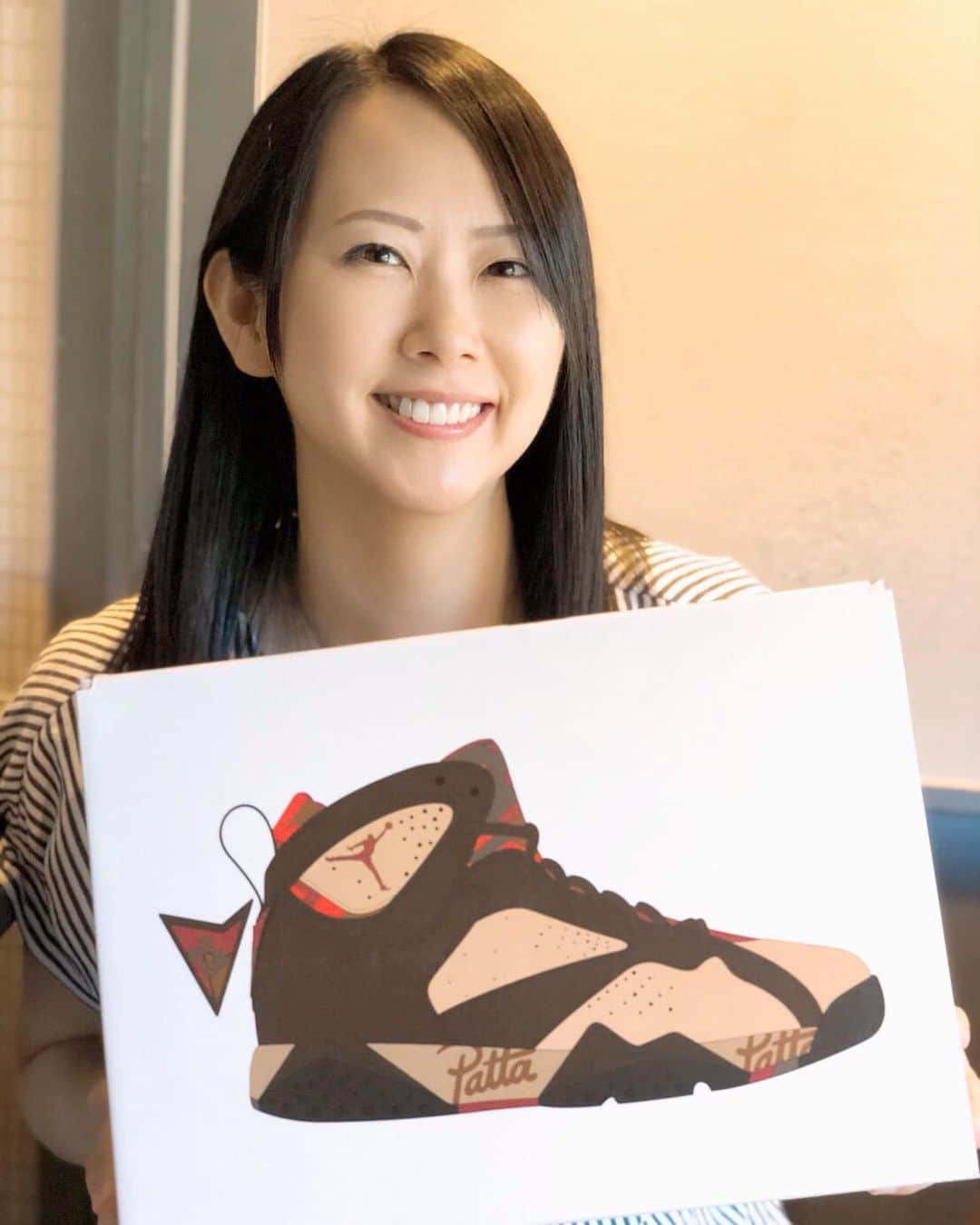 のインスタグラム：「な、なんと先日応募したミタスニーカーズさんのInstagramの抽選に当選しました㊗️ 本当にありがとうございます😭 本日受け取りました♫ 嬉しすぎるーっ🥰  #mitasneakers #当選❤️ #pattajordan」