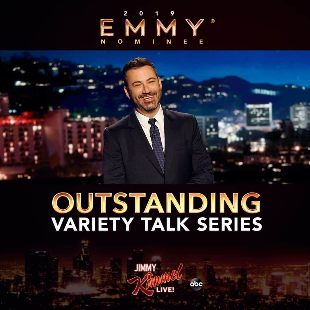 アメリカン・ブロードキャスティング・カンパニーのインスタグラム：「Congratulations to @jimmykimmel for his #Emmy nomination for Outstanding Variety Talk Series! #Kimmel 👏🎉」