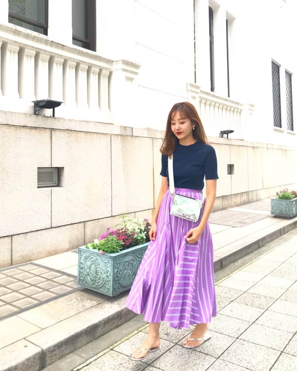 西村彩香さんのインスタグラム写真 - (西村彩香Instagram)「. . 昨日のcoordinate👗 . . @obli_official のスカート💜💜💜 . . どタイプな色☺️💜 . . ウエストゴムでらくちんなのに 形綺麗でお気に入り🙆‍♀️💯 . . #obli #スカートコーデ」7月16日 20時08分 - leimoni_n