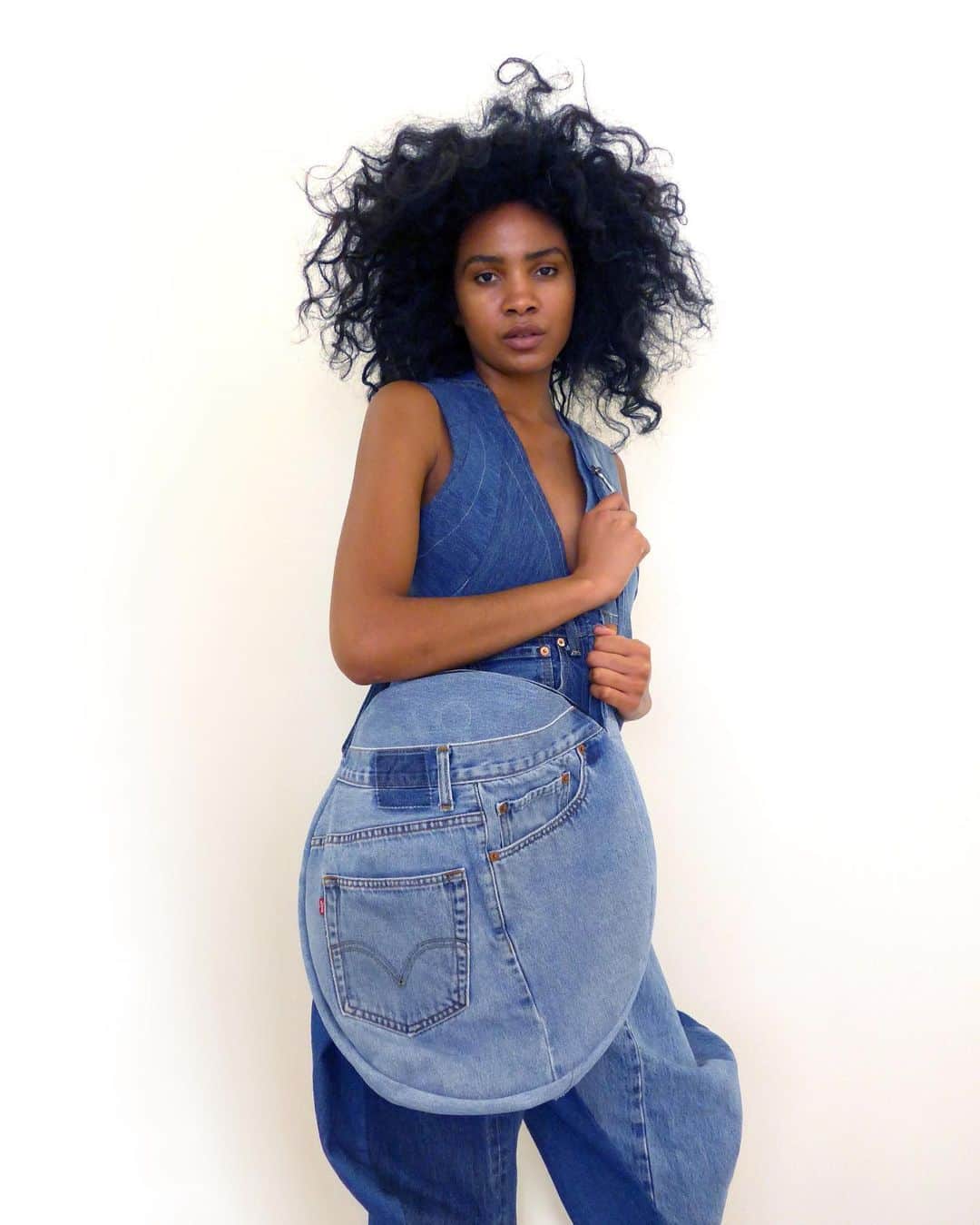 スリーアズフォーのインスタグラム：「Our rePURPOSE Circle denim Tote Bag is now available Exclusive on our shop! Limited edition!!! The purpose is RePURPOSE!!! Featuring @jazsalyn」
