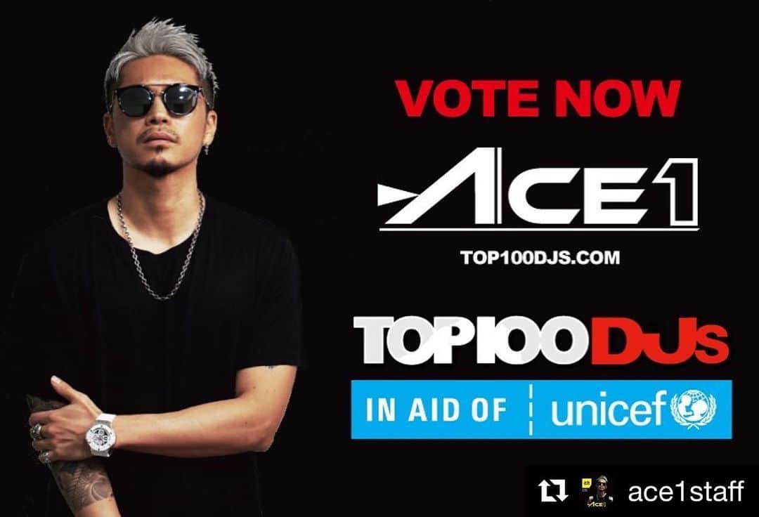 DJ ACEさんのインスタグラム写真 - (DJ ACEInstagram)「Thank you for support as always!! #Repost @ace1staff with @get_repost ・・・ 【VOTE NOW "ACE1"】﻿ Show us your love , support, and vote for ACE1 on DJ ranking in the world who performed at ULTRA, EDC, ADE, and more in this year! ﻿ Link in bio ➡︎ @ace1staff ﻿ ﻿ ﻿ イギリスDJMAG誌が開催する世界最大のミュージック・コンテンツに対する人気投票「TOP100DJs」が今年も投票開始。﻿ ﻿ 毎年100万回以上の投票が行われており、世界で最も人気かつ、権威のあるDJランキングで、今年もランキングに ACE1が参戦中！﻿ ﻿ 2019年は昨年に引き続きAmsterdam Dance Eventをはじめ、ULTRA Europe、EDC Japanなどにも出演し活躍を続ける「ACE1」に是非投票のご協力をお願いいたします。﻿ ﻿ 投票はコチラから➡ @ace1staff (プロフィール下リンクより飛べます)﻿ ﻿ #DJMAG﻿ #DJMAGTOP100DJs﻿ #DJランキング #ACE1﻿」7月12日 20時36分 - ace1djace