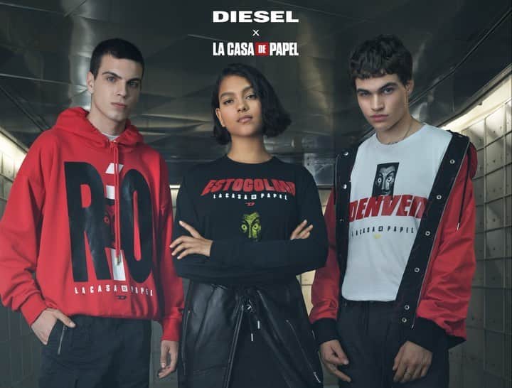 ディーゼルのインスタグラム：「Be part of @lacasadepapel before La Casa De Papel even starts. The #DieselXLCDP exclusive collection will be out on July 19th, but if you don’t feel like waiting, subscribe to our D:CODE loyalty program to get an early access. Hit the link bio!」