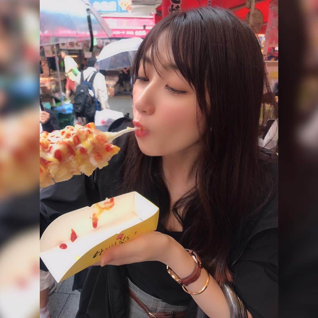 黒田瑞貴さんのインスタグラム写真 - (黒田瑞貴Instagram)「はじめてこれ食べたけど すごいボリューム！（笑） おいしかったです😂💓 #チーズホットク #instagood #instafood  #food」7月12日 23時39分 - kurodamizuki_