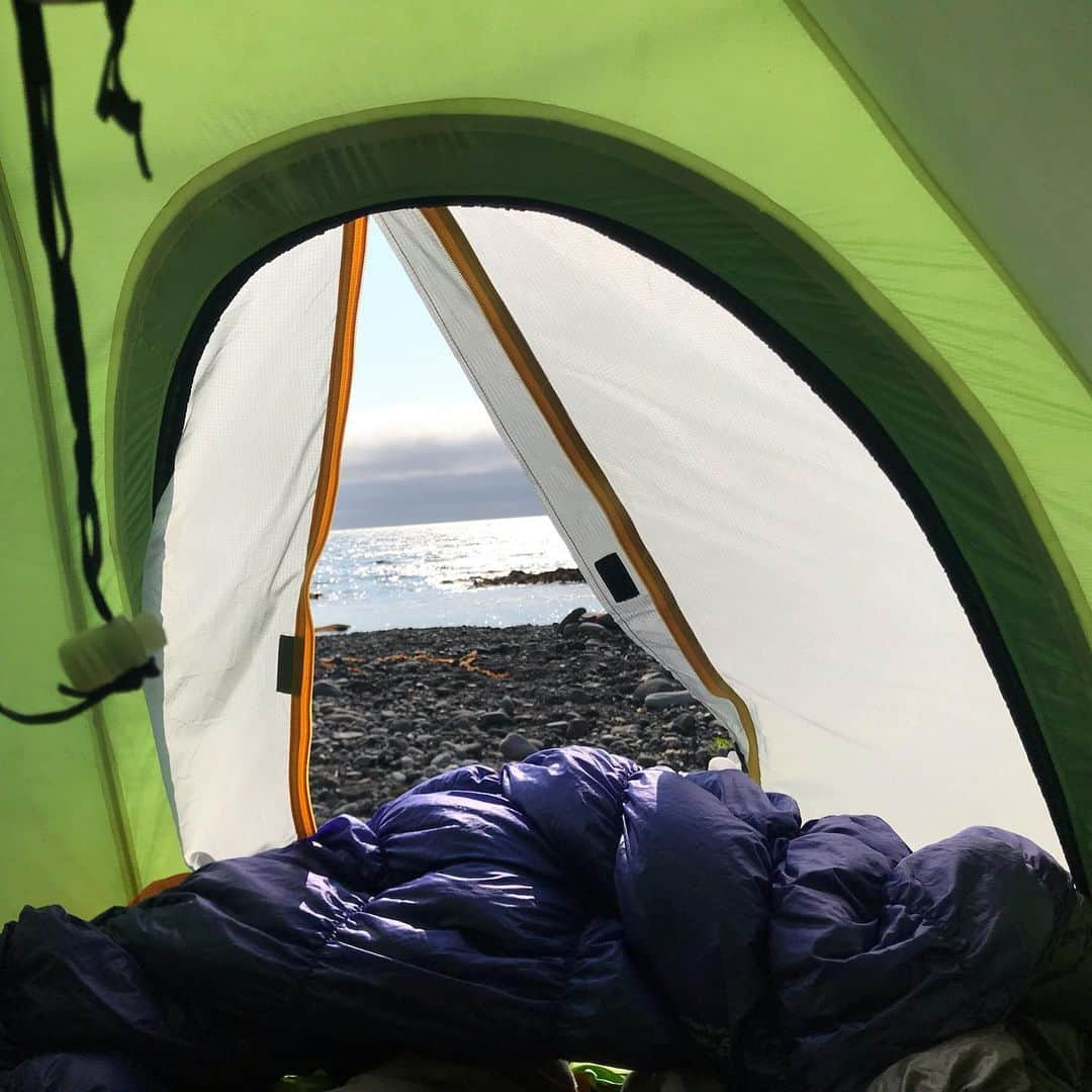 藤代冥砂さんのインスタグラム写真 - (藤代冥砂Instagram)「定住者のいない日本最長海岸、知床岬までの往復約50キロのルートを、4泊5日の行程で歩いてきた。著名なアウトドアマン高橋庄太郎さんに導かれての稀有な体験。東京、加古川、安曇野からの彼の仲間らと計5人で。 クマ(11頭！)、エゾシカ、キタキツネ(テント破られる)、オジロワシ、アザラシ(浜にうちあがりクマに食されていた)など野生動物を沢山見れたのは、このルートならではの愉しみ。^_^ とはいえ難易度は高く、海や川の渡渉、100メートル断崖の高巻き、懸垂下降、へつり、初見ルート取りなどアウトドアのさまざまな基礎技術が求められる。石の上や巨岩を越えていくベース歩行もウンザリするほど長ーく、行こうよ！と誰かを気軽には誘えないものだった。 その上でも、このルートは自分の大したことないウォーク歴で五指に入る。我こそは！という人は仲間を誘って今夏是非！ 入る前は、ルサフィールドセンターで直前情報を得るのがマスト。装備やルート崩落などの知識を得られる。稲葉さんが優しく対応してくださる。 グッドラック！  Shiretoko cape ,Hokkaido  #知床岬 #shiretokocape #capeshiretoko #トレッキング #北海道 #羅臼 #知床 #shiretoko」7月13日 7時19分 - meisafujishiro