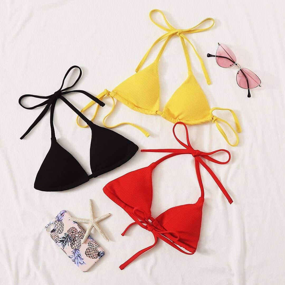 SHEINさんのインスタグラム写真 - (SHEINInstagram)「Which color is best for summer❤️💛🖤 Search '611040,611035,611034' link in bio. #SHEIN #SHEINOOTD #SHEINstyle #OOTD #SHEINss2019 #bikini #top #triangle」7月13日 8時01分 - sheinofficial