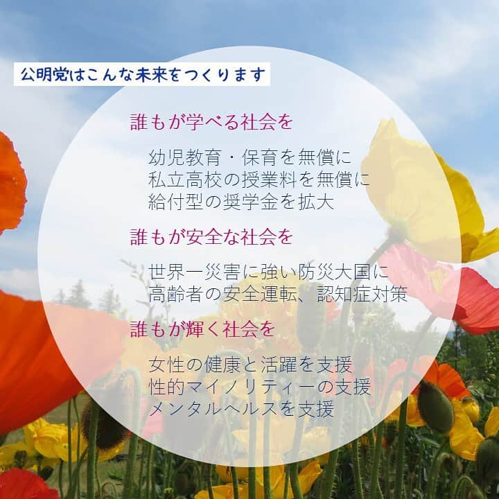 公明党さんのインスタグラム写真 - (公明党Instagram)「21日（日）投票日に予定のある方はぜひ、期日前投票に。 公明党は、あなたの未来をつくるために頑張ります。  #公明党　#比例区は公明党　#比例区は公明党の候補者へ #小さな声を聴く力　#期日前投票　#参院選　#参議院選挙 #女子　#若者　#男子　#未来　#希望　#コクリコ #ポピー  #flowerstagram」7月13日 13時31分 - komei.jp